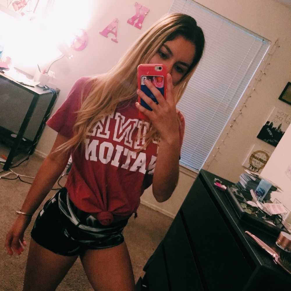 VS PINK Cross-Tie Open Back Tshirt